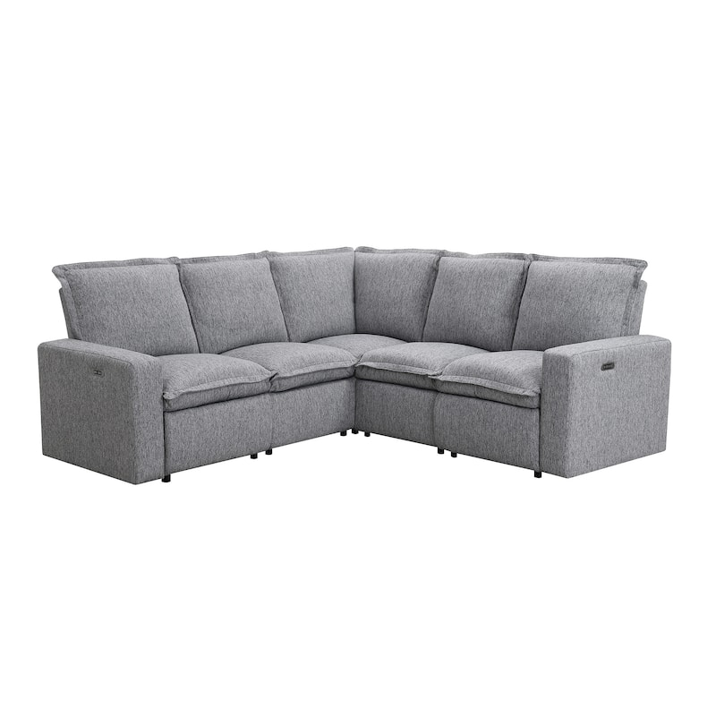 89.76'' L-Shaped 5-Seat Sectional Sofa with Power Recliner Chair, USB Charging, and Plush Home Theater Comfort