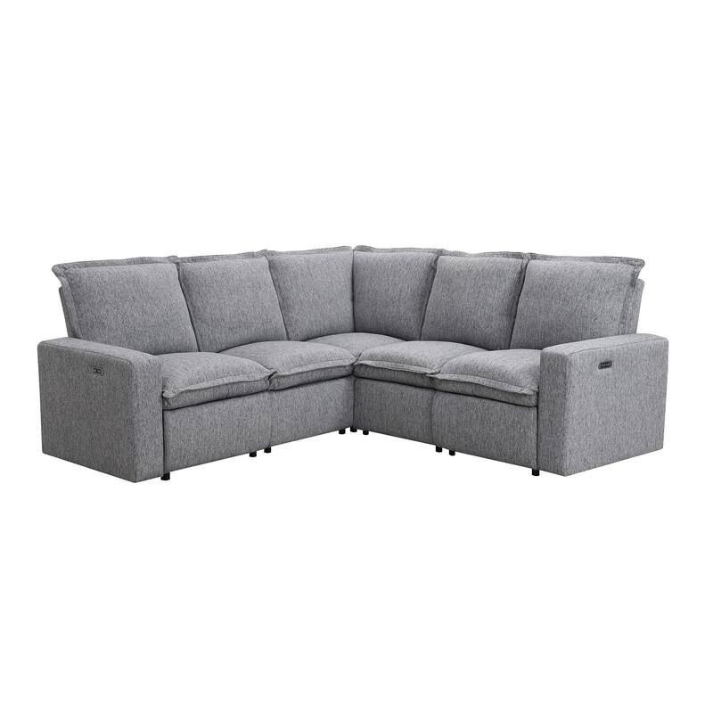 89.76'' L-Shaped 5-Seat Sectional Sofa with Power Recliner Chair, USB Charging, and Plush Home Theater Seating