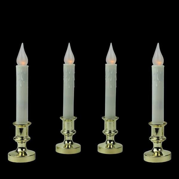 Shop Black Friday Deals On Pack Of 4 Led Battery Operated Flickering Window Christmas Candle Lamp With Timer 8 5 Overstock 18295767