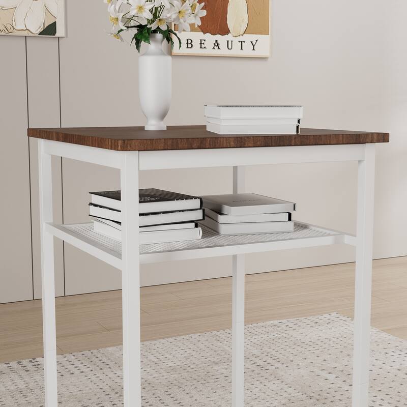 Bar Table, Equipped with 2 Bar Stools,with Backrest and Partition