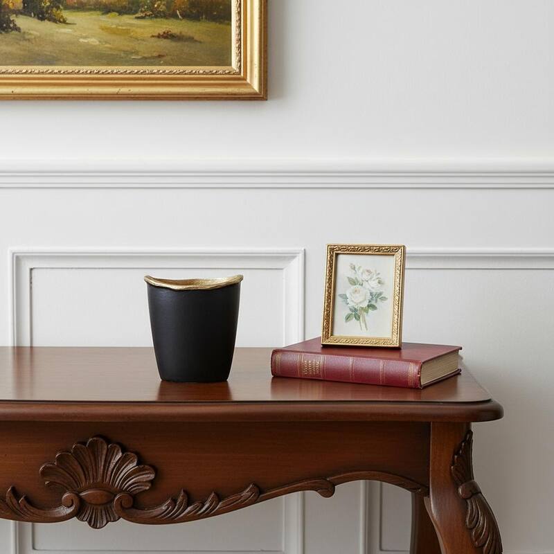 8" Black And Gold Cast Aluminum Oval Table Vase - 6.90 - Gold/Black - 6.90