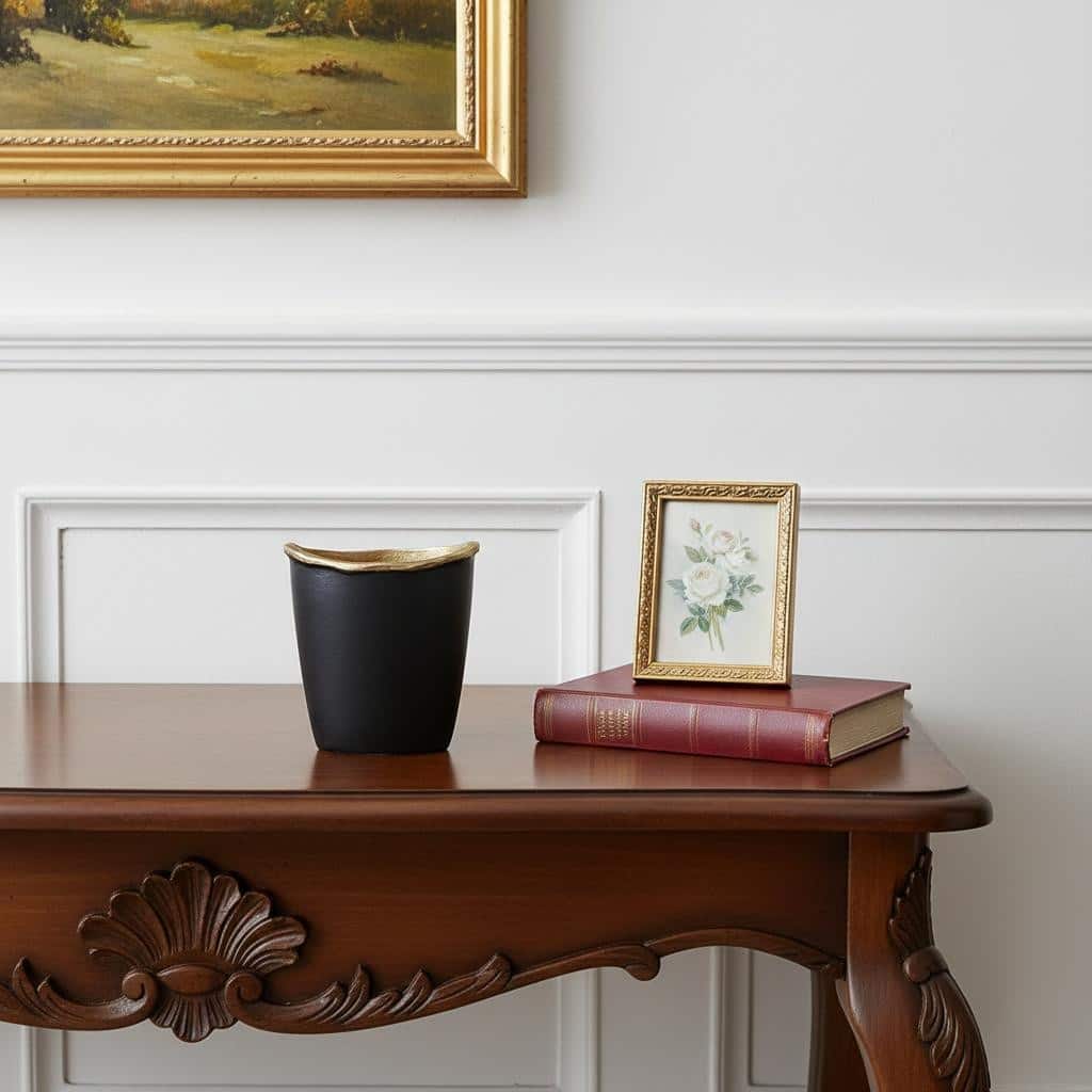 8" Black And Gold Cast Aluminum Oval Table Vase - 6.90