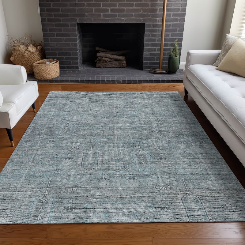 Premium Washable Super Soft Vintage Global Mayfield Rug - Teal - 2' 6" x 3' 10" - Rectangle