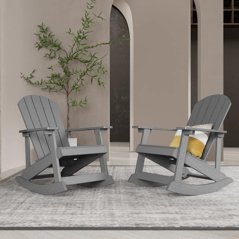 WINSOON HIPS All Weather Outdoor Indoor Oversized Rocking Chair,Adirondack Rocking Chair Set of 2