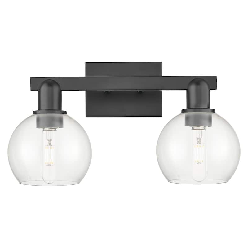 Innovations Lighting 716-2W-10-17 Athens Vanity Athens 2 Light 17" - Matte Black / Clear