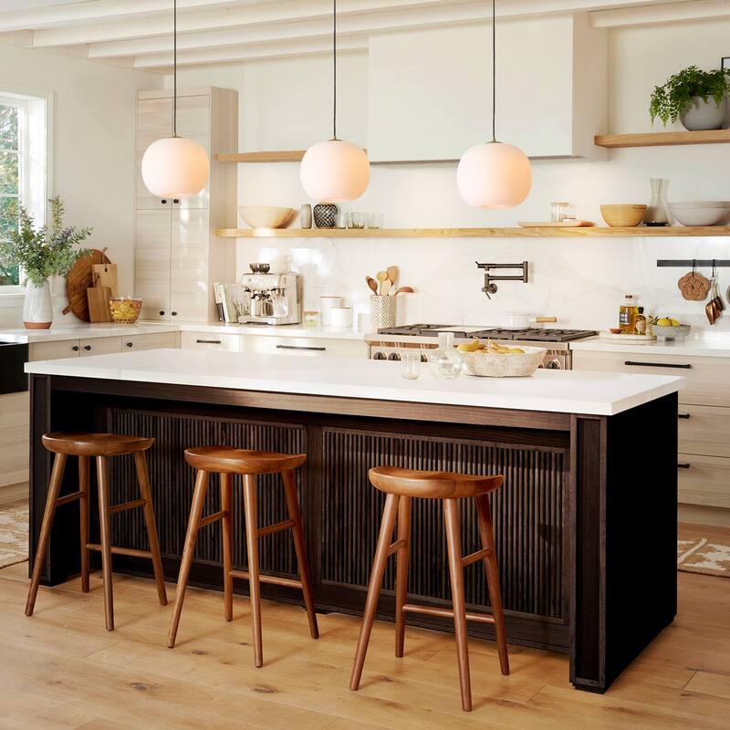 1-Light Modern Gold Hanging Pendant Light with Opal Glass Globe Lamp Shade for Kitchen Island, Bedroom