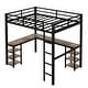 preview thumbnail 11 of 11, Full Metal Loft Bed with Desk and Shelves, Ladder and Guardrails