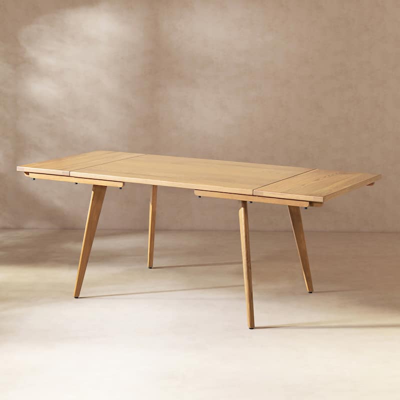 Jennifer Taylor Home Capri Solid Red Oak Wood Extendable Leaf Dining Table - Natural Brown - 4-6 Seats