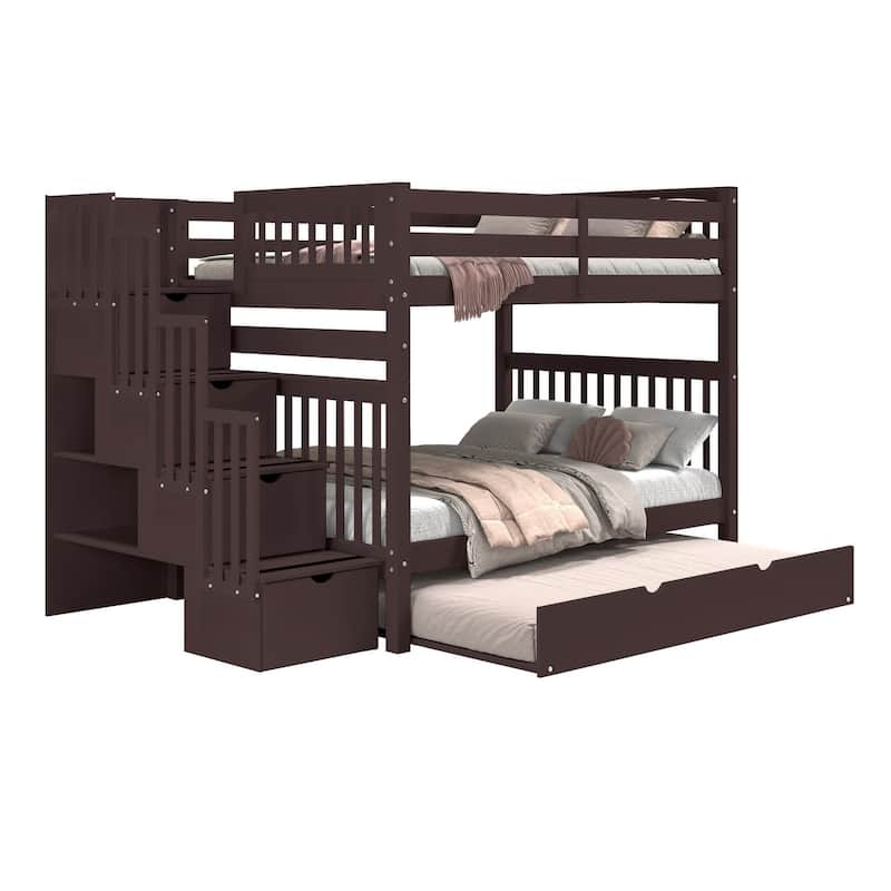 Taylor & Olive Trillium Full over Full Stairway Bunk Bed, Twin Trundle