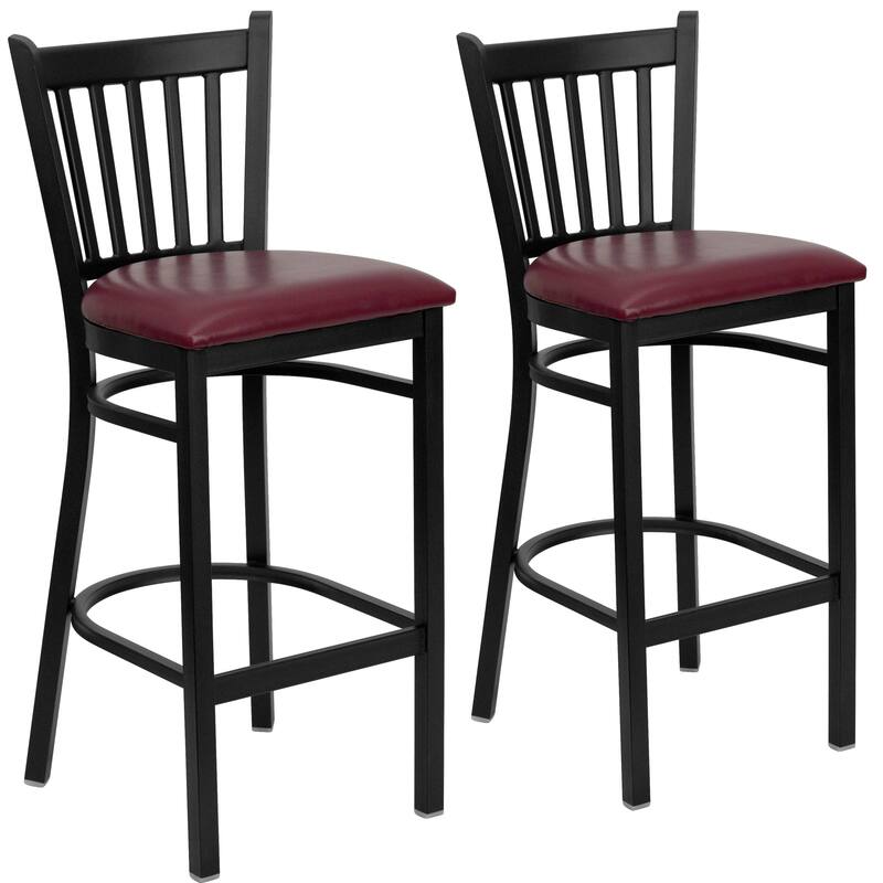 2 Pack Vertical Back Metal Restaurant Barstool