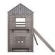 preview thumbnail 7 of 7, Antique Gray Twin Bunk Bed with Roof, Window & Slide