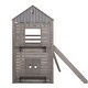 preview thumbnail 7 of 7, Twin Over Twin Solid Pine Wood Bunk Bed with Pitched Roof, Sweetheart Window, Slide, Ladder