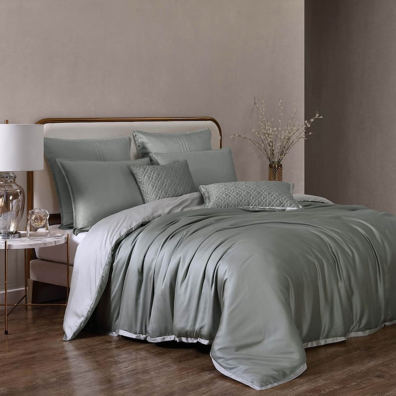 Rivebrook Home Noble Tencel Collection - Grey - Oversized King - 9 Piece