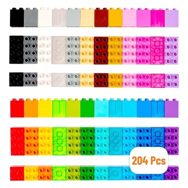 slide 2 of 6, Strictly Briks Large Building Blocks for Kids, Rainbow Colors, 204 Pieces, Compatible with Major Brands Multi
