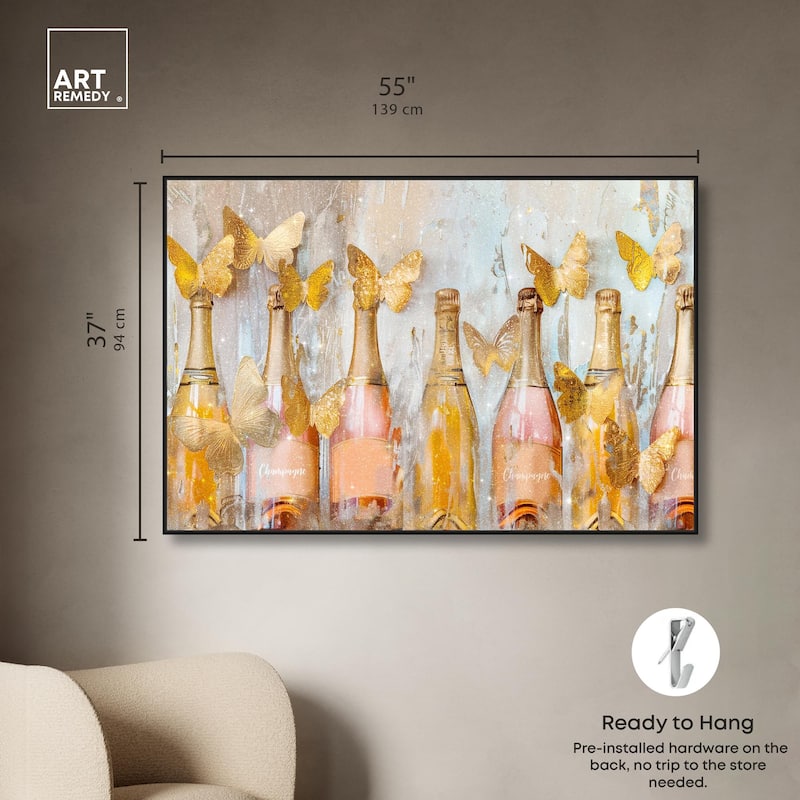 Golden Bright Campagne Line Canvas by Art Remedy