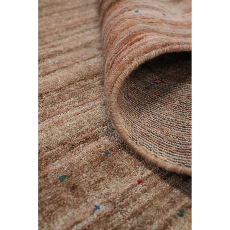 Hand Knotted Oriental Viscose Silk Carpet Tribal Animal Pictorial Brown Gabbeh Area Rug - 9' 11'' X 8' 4''