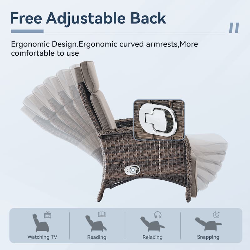 Outdoor Chaise Lounge Chair Adjustable 6-Position