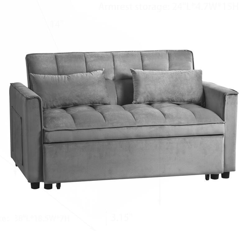 Versatile Convertible Sofa Bed with Reclining Backrest and Extra Pillows for Ultimate Comfort
