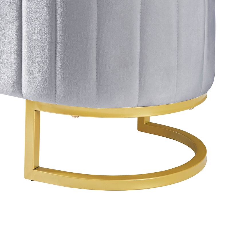 Elegant Velvet Storage Ottoman with Button-Tufted Top, Metal Legs