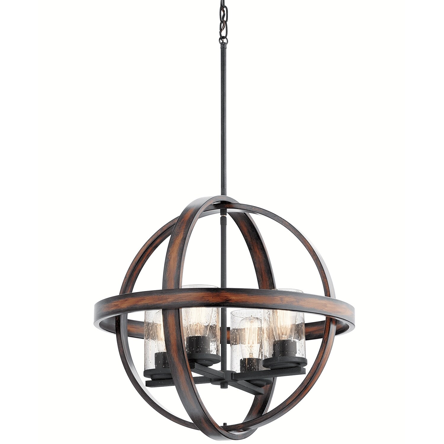 Kichler barrington anvil iron and driftwood mini rustic seeded glass cylinder pendant online