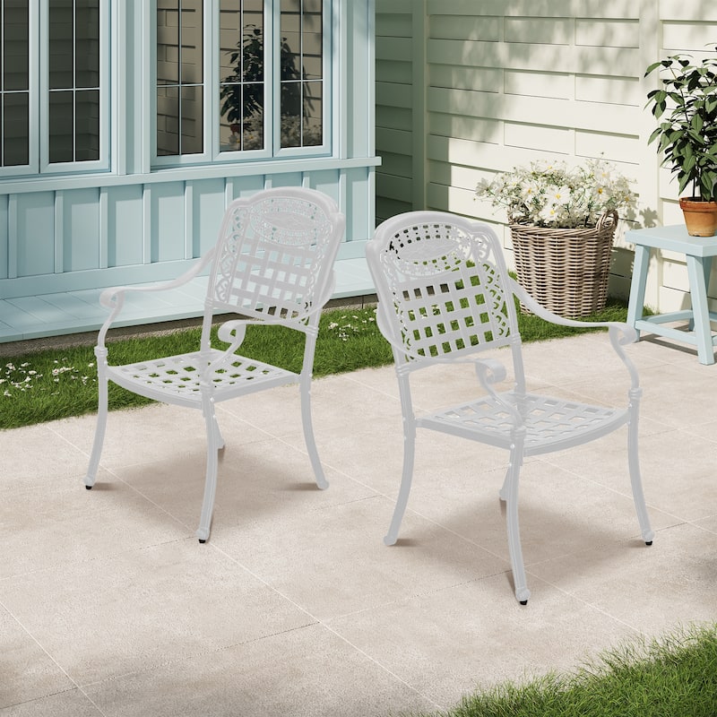Clihome Cast Aluminum Patio Dining Chairs (Set of 2) - White