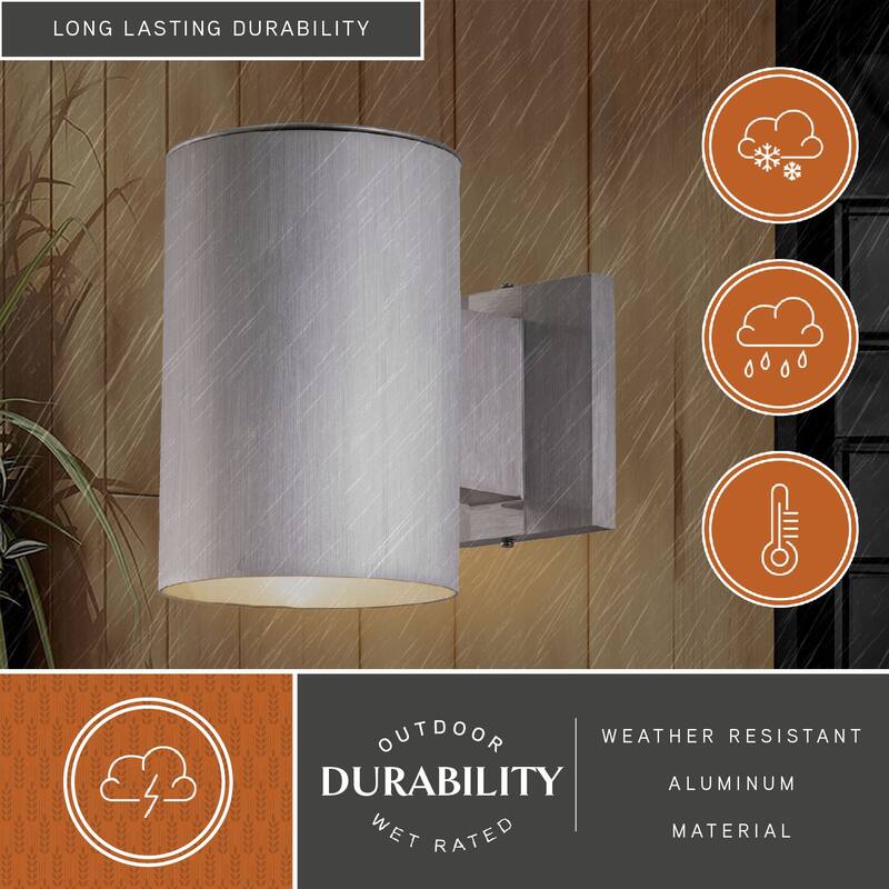 Vaxcel Chiasso 5" Outdoor Wall Light Satin Aluminum - 5-in W x 7.25-in H x 8-in D