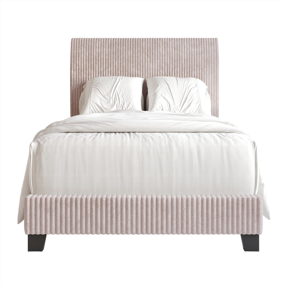CraftPorch Corduroy Elegant and Chic Velvet Upholstered Bed