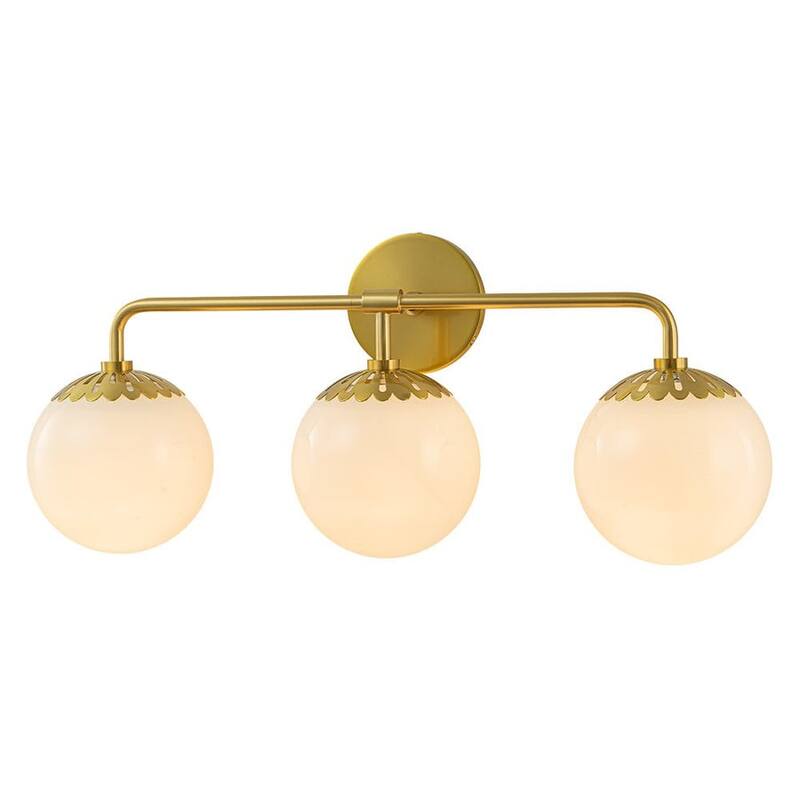 3-Light Opal Glass Bubble Brass Bathroom Vanity Light - 23in
