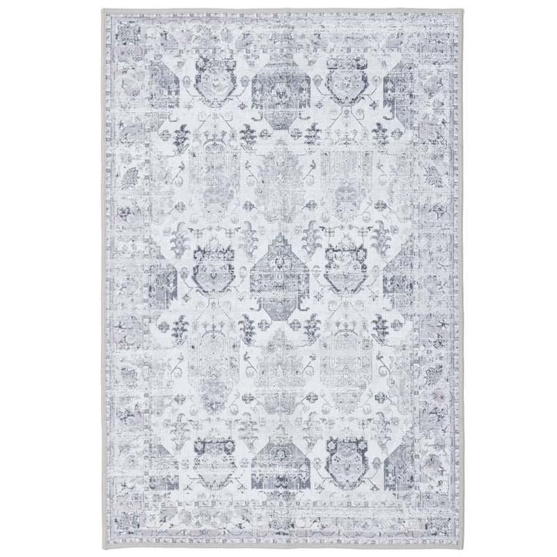 Washable Non-Slip Area Rug,Stain Resistant Low-Pile Carpet,2X3 - 2' x 3' Oval - Grey