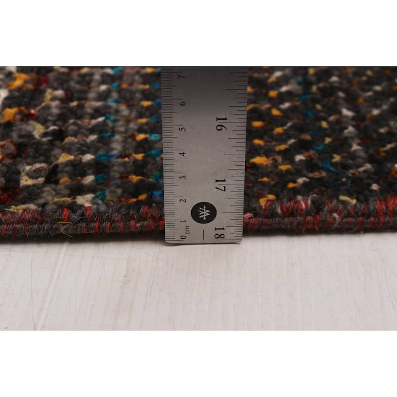 ECARPETGALLERY Hand-knotted Silk Shadow Black Multi Color Rug - 8' 4" x 8' 4"