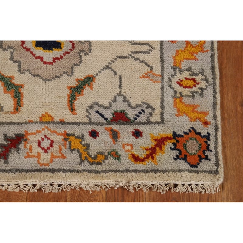 Floral Oushak Indian Foyer Rug Handmade Wool Carpet - 2'7"x 5'1"
