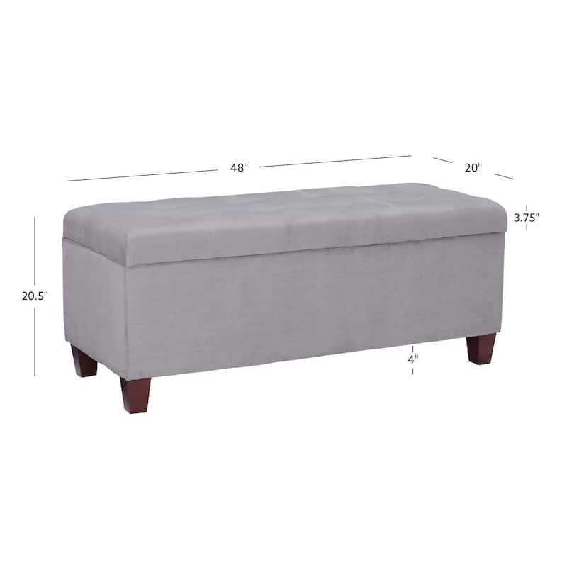 Upholstered Shoe Storage Ottoman - 48" - Gray