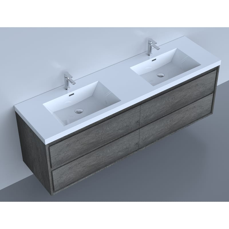 Sage 72" wall mounted bathroom vanity with double basin acrylic top