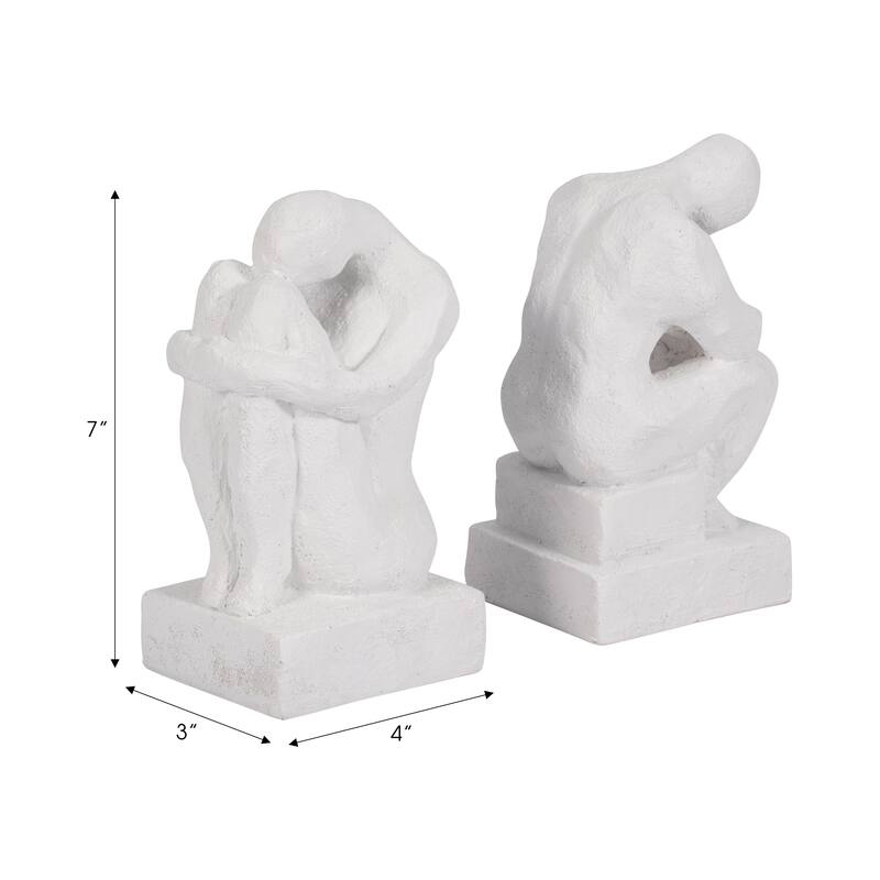Sagebrook 7" Solid Color Square Thinking Man Bookends - 4" x 3" x 7"