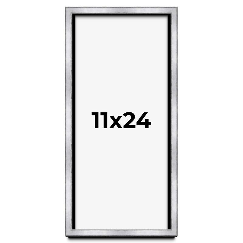 11x24 Shadow Box Frame Silver | 1.375 Inches Deep Real Wood