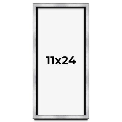 11x24 Shadow Box Frame Silver | 1.375 Inches Deep Real Wood