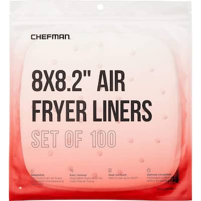 Chefman Disposable, Heat-Resistant Air Fryer Liners, 100 Pack, 8x 8" Square