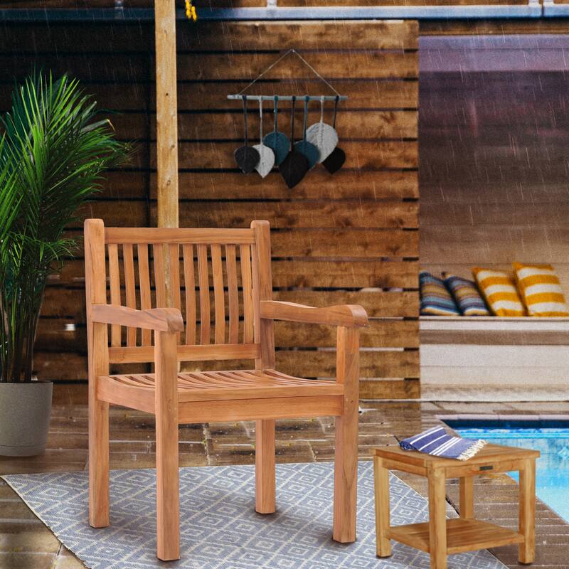 Chic Teak Elzas Teak Wood Indoor/ Outdoor Dining Arm Chair