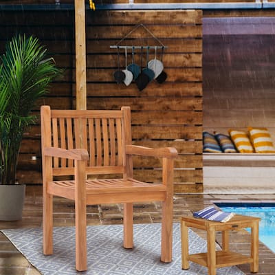Chic Teak Elzas Teak Wood Indoor/ Outdoor Dining Arm Chair