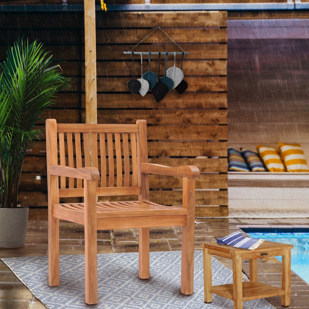 Chic Teak Elzas Teak Wood Indoor/ Outdoor Dining Arm Chair