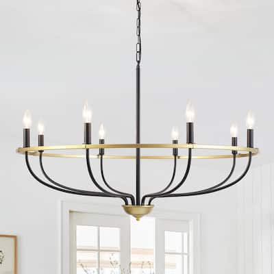 8-Light Candle Style Traditional Hanging Linear Chandelier Lighting for Kitchen Island