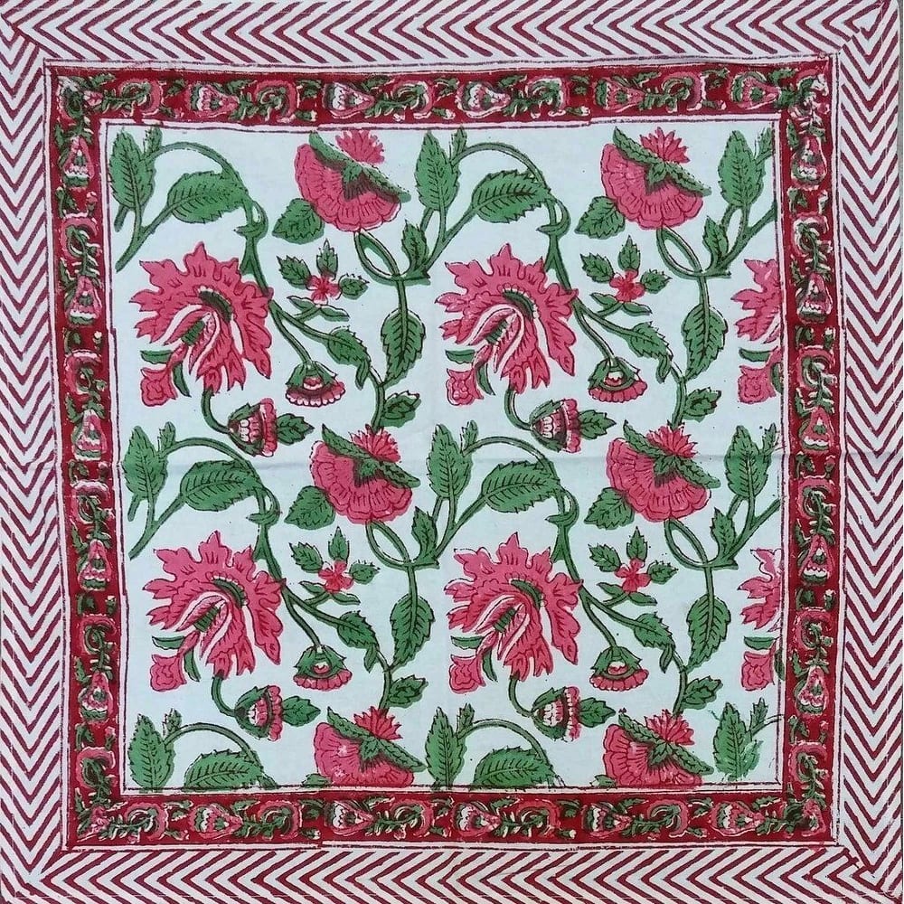 Romantic Floral Block Print Tablecloth Collection
