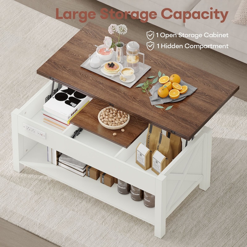 Meyreso 42" Lift Top Coffee Table, 4 in 1 Coffee Tables with Storage Cabinet for Living Room