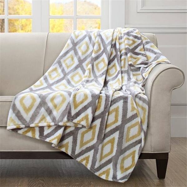 Madison Park Mp50 1717 Ikat Diamond Throw Yellow