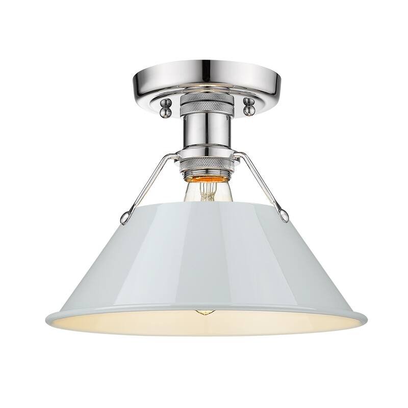 Yep by Golden Lighting Orwell 1-light Flush Mount in Chrome and Dusky Blue shade - Silver