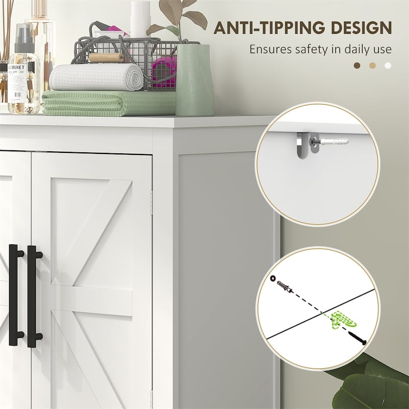 MDF Bathroom Cabinet with Four-Tier Shelves and Adjustable Storage and Protective Foot Pads - 23.6" L x 11.8" W x 43.3" H
