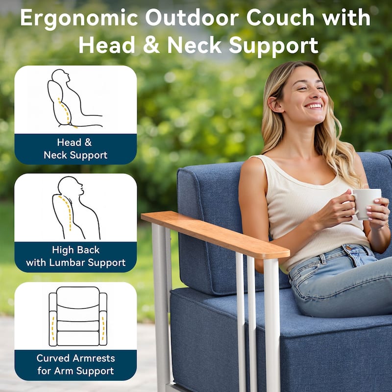 Outdoor 5PCS Sofa Swivel Chair with Ottoman