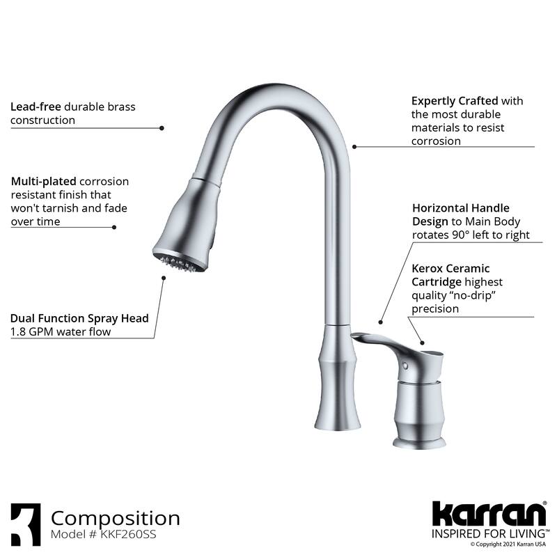 Karran Hillwood Single-Handle Pull-Down Sprayer Kitchen Faucet
