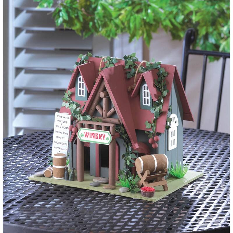 Cottage Winery Outdoor Hanging Birdhouse - 10.25" - Gray and Red