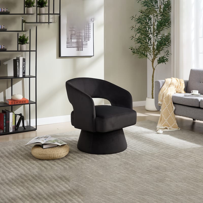 Swivel Barrel Chair, Velvet Accent Armchair 360 Degree Swivel Club Chair for Living Room Bedroom Reception Room